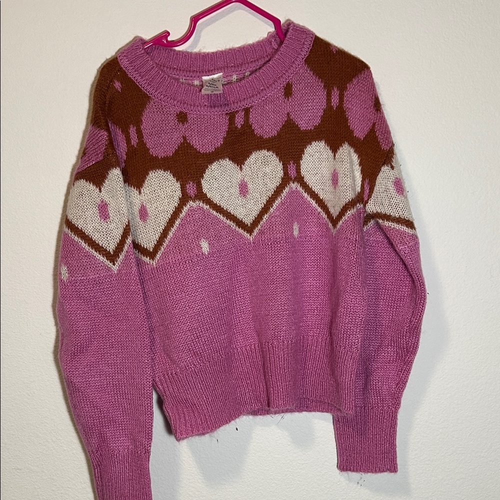 Carter's Pink and Brown Heart Sweater